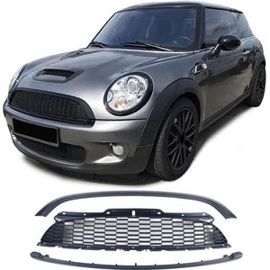 Passend Voor Mini Cooper R56 R57 2006 t/m 2009 Sport Grill Zonder Embleem Mat Zwart Honingraat Styling 3 Delig