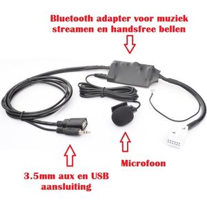 Bluetooth Carkit en Muziek USB en AUX Audio Streaming Adapter - 12Pin - Voor Audi A3 A4 A6 A8 TT Rns E