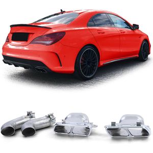 Passend Voor Mercedes CLA C117 X117 Shooting Brake AMG Pakket Uitlaat Sierstuk Dubbel Chrome Vanaf 2013 t/m 2019