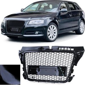 Geschikt voor Audi A3 8P Facelift vanaf 2008 t/m 2013 Sport Grill Zonder Embleem Glans Zwart Honingraat Sportback Tsi Tdi Styling