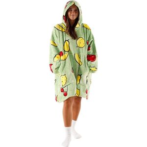 Noony Fruity Green oversized hoodie deken - Plaids met mouwen - Fleece deken met mouwen - Ultrazachte binnenkant - Hoodie blanket - One size fits all