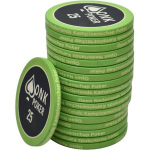 ONK Poker keramische Chips 25 groen (25 stuks) - pokerchips - pokerfiches - poker fiches - keramisch - pokerspel - pokerset - poker set