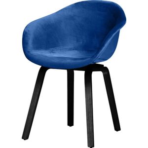 Blauwe Velvet Kuipstoel HAY Chair Style | Onderstel Zwart Gelakt | Uitverkoop!