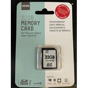 Hema - Geheugenkaart SDHC Class 10 - 32 Gb - Foto's, muziek, apps & HD video - Beschikbaar in blauw of zwart