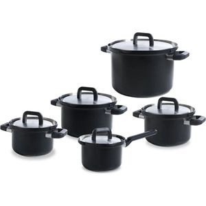 BK - Flow Cool Black - Kookpannenset - 5 Delig - RVS - Veilig Afgietsysteem
