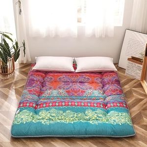 Japanse vloermatras, futonmatras, 10 cm dikke opvouwbare Tatami-mat, opvouwbaar, oprolbaar matras, matrasbeschermer vloerkussenbed, for slaapzalen, kamperen, banken (Color : F, Size : 0.9 * 2m)