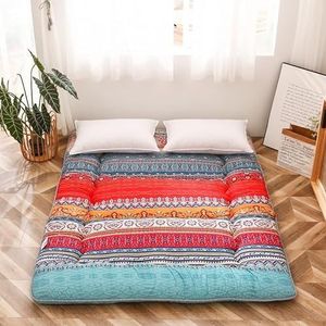 Japanse vloermatras, futonmatras, 10 cm dikke opvouwbare Tatami-mat, opvouwbaar, oprolbaar matras, matrasbeschermer vloerkussenbed, for slaapzalen, kamperen, banken (Color : E, Size : 0.9 * 2m)