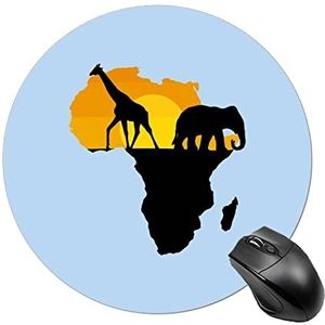 Afrika Kaart Dier Giraffe Olifant Muismat Waterdichte Antislip Rubber Base Ronde Muis Mat Gaming Mousepad
