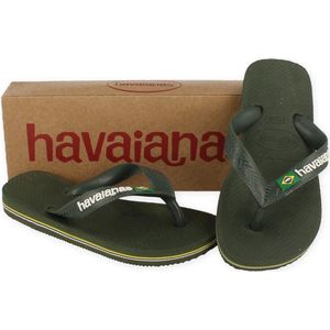 Havaianas Brasil Logo Unisex Slippers - Green Olive