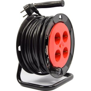 Kabelbox verlengsnoer kabelhaspel kabel verleng haspel met 4 geaarde stopcontacten 15 meter - Kabelhaspel - haspel - haspel 15 meter - kabelhaspel 250 volt | 2200 watt