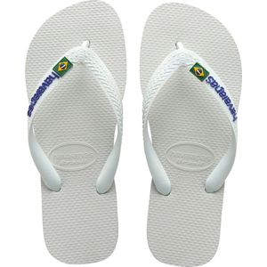 Havaianas Brasil Logo uniseks-volwassene Slippers , Wit, 33/34 EU