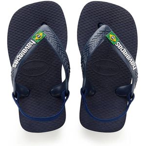 Havaianas Baby Brasil Logo II Teenslippers met Hielbandje Blauw