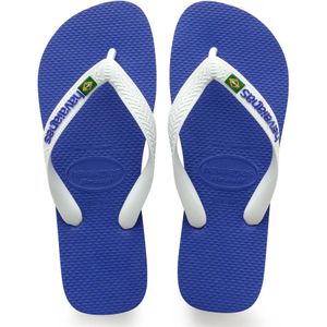 Havaianas Brasil Logo Unisex Slippers - Marine Blue