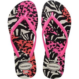 Havaianas Slim Animal  Slippers - Maat 41/42 - Vrouwen - roze/zwart/wit