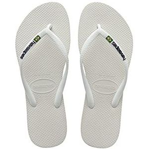 Havaianas Slim Brasil Logo teenslippers voor dames, wit, 33/34 EU