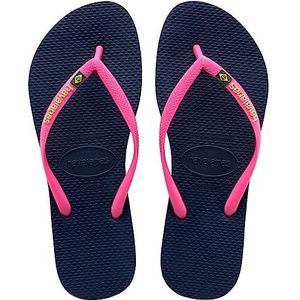 Havaianas Slim Brazilië Logo Slippers voor dames, Donkerblauw, 33/34 EU