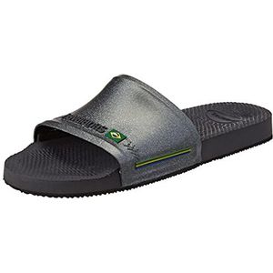 Havaianas Unisex Slide Brasil-slippers voor volwassenen, zilver, nieuw grafiet, 3/4 VK