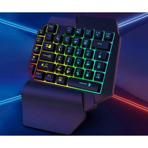 AOAS Bedraad Gaming Toetsenbord - RGB Led verlichting - Enkelhandig - Eenhandig - Universeel - USB - Gaming