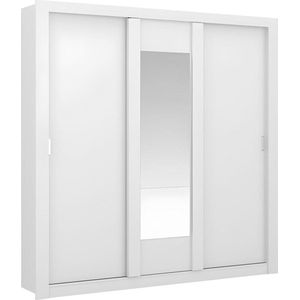 Kast met spiegel ROXANE - 3 schuifdeuren - L 220 cm - Wit