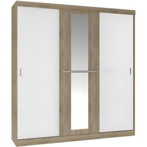 Vente-unique - Kleiderschrank mit 3 Schiebetüren & Spiegel - b. 205 cm - Naturfarben & Beige - didda ii