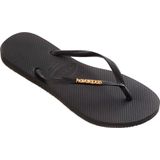 Havaianas Slim Logo Metallic Slippers Zwart Goud