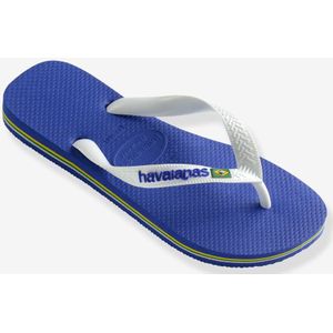Havaianas Brasil Logo Unisex Slippers - Marine Blue