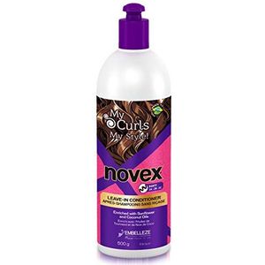 Novex My Curls Soft Leave-In Conditioner Verrijkt met Zonnebloem- en Kokosolie voor het Ontwarren en Hydrateren van het Haar, Geschikt voor Golvende Krullen of Haartypes 2A, 2B en 2C 500ml