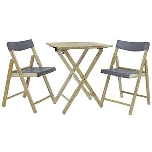 Tramontina Balkonset Potenza, 3-delig, bistroset, tafel met 2 stoelen, tuinmeubelen, inklapbaar, antraciet