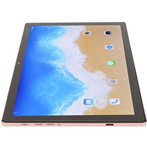 10,1-inch HD-tablet, WiFi-tablet Dual SIM Dual Standby 8 GB RAM 128 GB ROM Goud 6800 MAh Batterij voor Werk (EU-stekker)