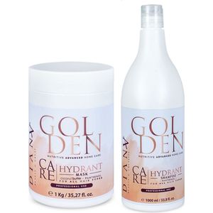 Golden Set: 1000ml Shampoo + 1000ml Haarmasker voor thuiszorg na de behandeling HaarBotox - zonder parabenen, sulfaten en siliconen, met Kokosboter en Panthenol, Voor Optimale Hydratatie en Anti-Frizz, Geschikt voor Alle Haartypes