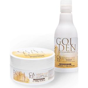 Golden Set: 300ml Shampoo + 300g Haarmasker voor thuiszorg na de behandeling - zonder parabenen, sulfaten en siliconen, met Kokosboter en Panthenol, Voor Optimale Hydratatie en Anti-Frizz, Geschikt voor Alle Haartypes