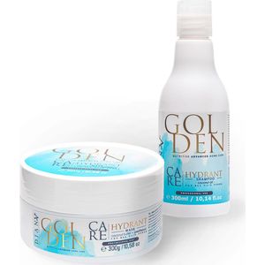 Golden Protein BLUE set 300ml shampoo + 300g haarmasker voor blond haar , voor thuiszorg na de behandeling proteine haar stijlen zonder parabenen, sulfaten en siliconen voor Optimale Hydratatie en Anti-Frizz