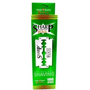 100 Sharp 7Am Super Platinum Scheermesjes | Dubbelzijdige Veiligheidsscheermesjes | Platina Gecoate Vervangingsmesjes voor Mannen