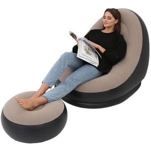Opblaasbare Loungestoel, Opblaasbare Stoel, Duurzaam, Comfortabel, Luchtlekkagepreventie, Draagbaar met Voetenbankje voor Kamperen (Koffie)