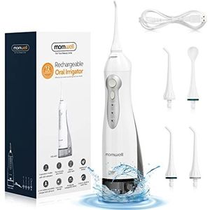 Mornwell Waterflosser voor tanden, draadloze monddouche, water, tandflosser, IPX7, waterdicht, 300 ml, 3 modi, 4 straalpunten, diepe reiniging, helpt tanden witter te maken, USB-oplaadbaar voor reizen
