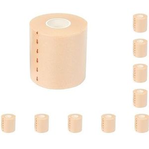 Set van 10 ademende sportbandages zelfklevend elastisch voor handen, knie, pols - 6 cm breed - Bruin