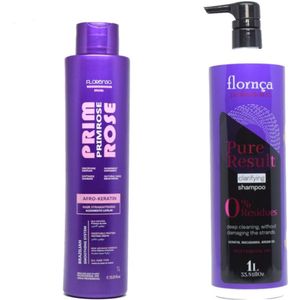 Keratine behandeling keratin treatment Rose Afro Keratin Primerose 1 L + shampoo 1 L kit - Florensa  Brasil