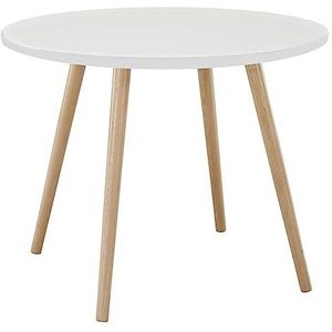 Eettafel, moderne keukentafel, ronde eettafel met massief houten poot, waterdichte Scandinavische stijl 60 cm ronde vorm vrije tijd salontafel voor eetkamer, restaurants, pubs, appartementen wit