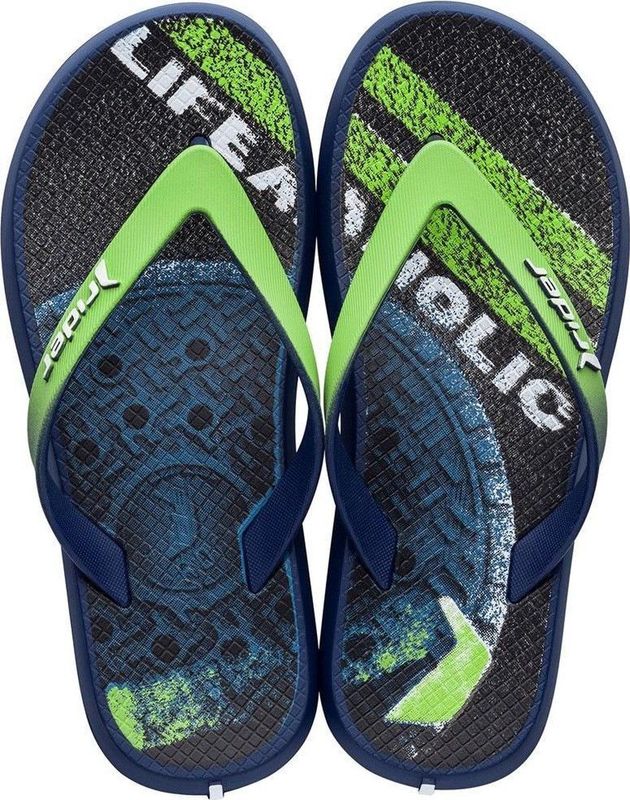 Rider - Energy - Teenslippers - Blauw/Groen - Zacht Voetbed