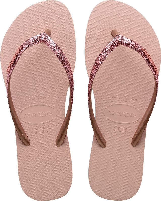 Havaianas Slim Glitter Ii Dames Slippers - Lichtroze/Goud - Maat 35/36