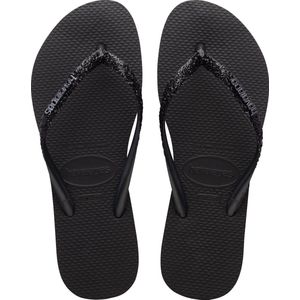 Havaianas Slim Glitter Ii Dames Slippers - Zwart/Donkergrijs - Maat 33/34