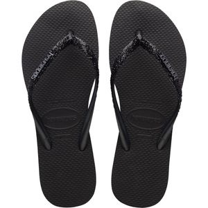 Havaianas Slim Glitter II Teenslippers met Glitters Zwart