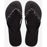 Havaianas Slim Glitter Ii Dames Slippers - Zwart/Donkergrijs - Maat 39/40