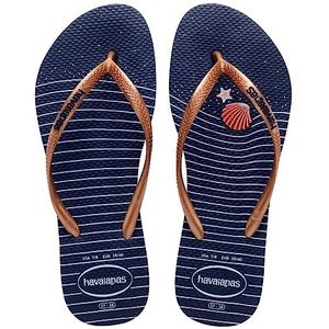 Havaianas Dames Slim Nautische Flip-Flop, Marineblauw/Rose Goud/Marineblauw