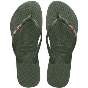 Havaianas slanke logo-slippers voor dames, veelkleurig groen, 1/2 VK