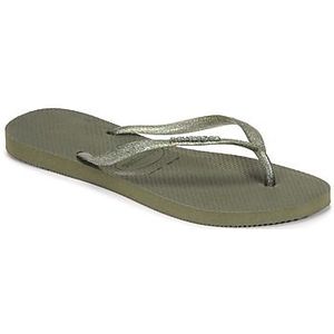 Havaianas Dames Slim Logo Metallic Flip Flops, Groen Olive 4896, 35/36