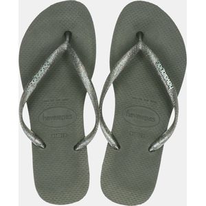 Havaianas Slim Logo Metallic Dames Slippers - Groen