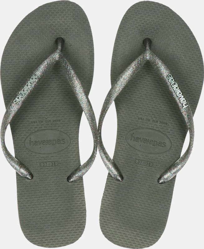 Havaianas Slim Logo Metallic Dames Slippers - Groen