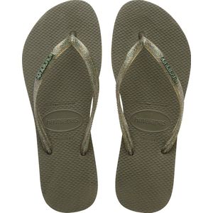 Havaianas Slim Logo Metallic Dames Slippers - Groen