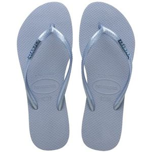 Havaianas Dames Slim Logo Metallic Flip Flops, Ashley-Blauw, 33/34